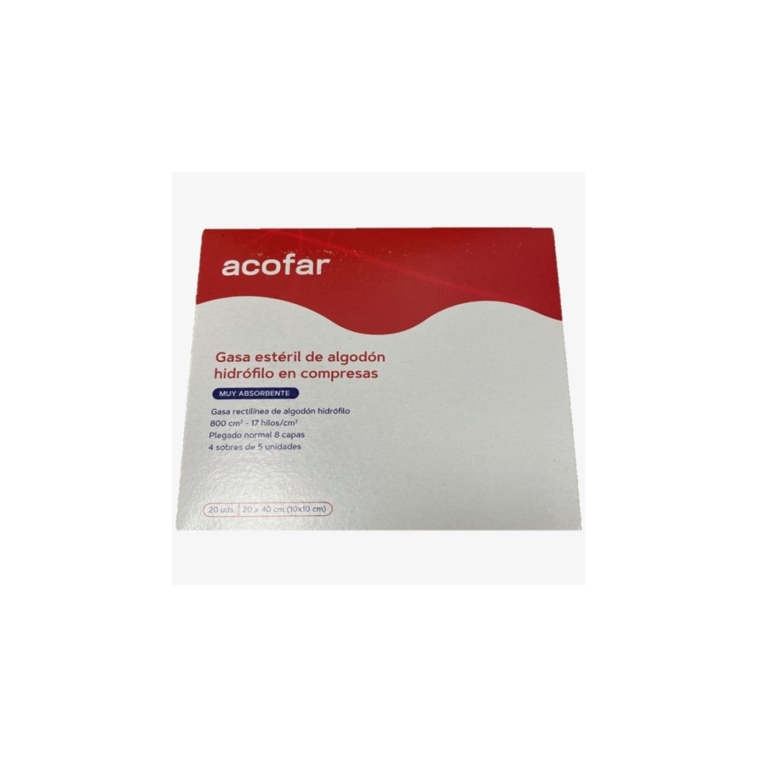 Comprar Acofar Gasa Esteril Algodon Hidrofilo Compresas 20 X 40 20 U