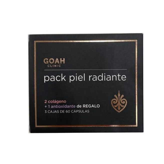 Goah Pack Piel Radiante (2 Cajas Colágeno Marino 60 Caps + 1 Caja Antioxidante Noche 60 Caps de Regalo).