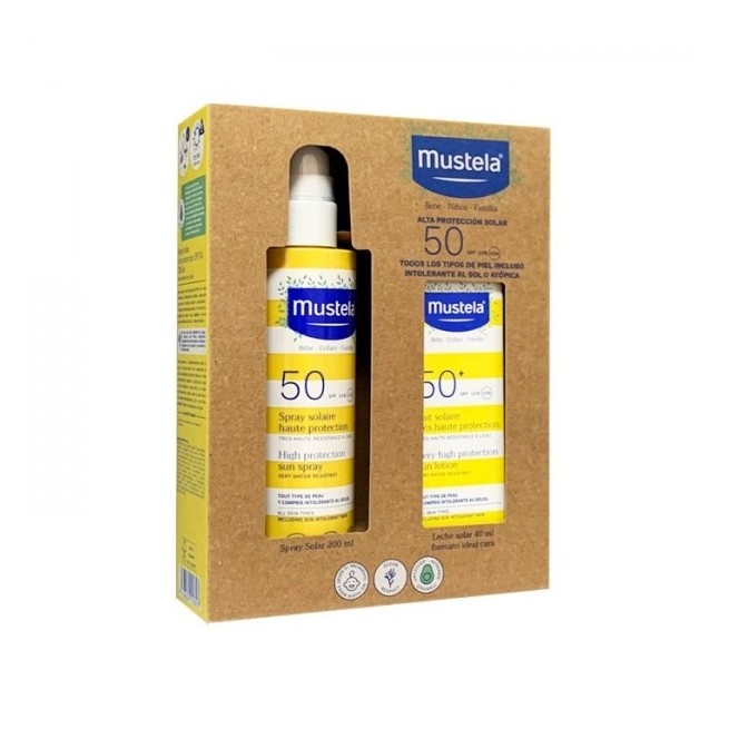 Mustela Pack Spray Solar Fps 50 + Leche Solar Facial Fps 50+ 40 ml