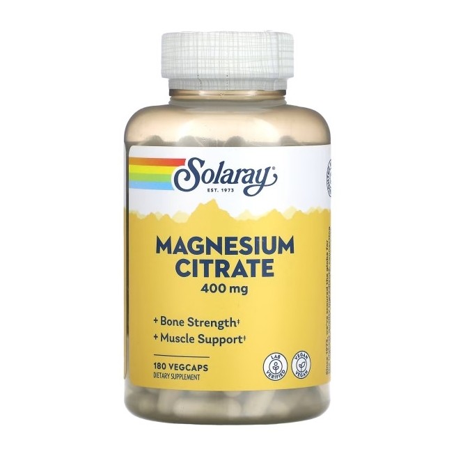 Solaray Magnesium Citrato Quelado de Magnesio 180 Vegcaps