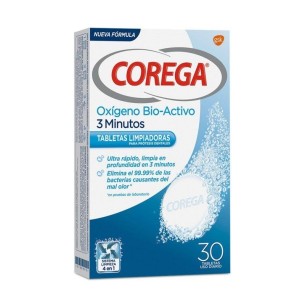 Corega 3 Minutos Pastillas Limpiadoras 30 Unidades