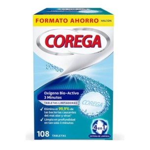 Corega Oxígeno Bio-Activo Limpieza Prótesis Dental 108 Tabletas