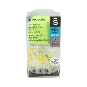 Suavinex Biberón Prints Fisiológico Sx Pro Silicona Lento +0M 150ml 1ud