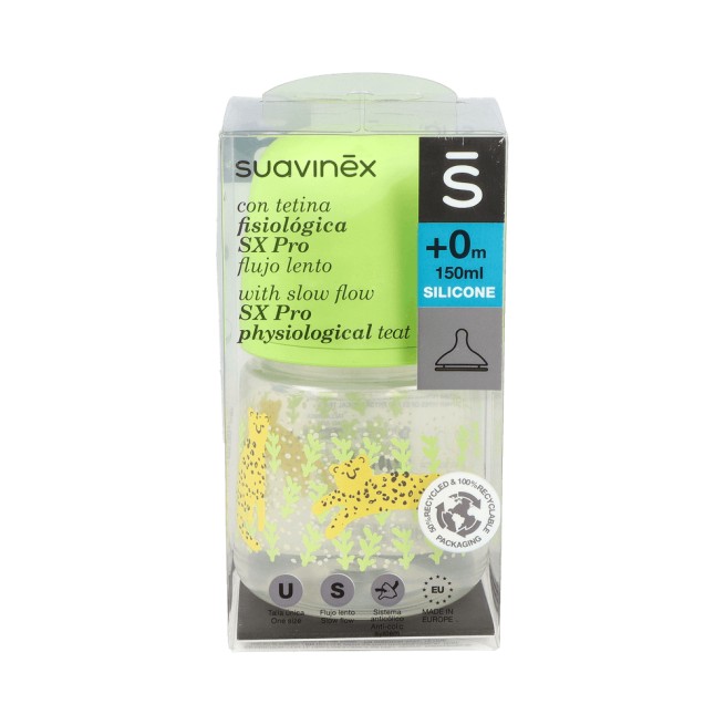 Suavinex Biberón Prints Fisiológico Sx Pro Silicona Lento +0M 150ml 1ud
