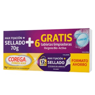 Corega Max Fijación y Sellado + Corega Oxígeno Bio-activo 70 g + 6 Tabletas