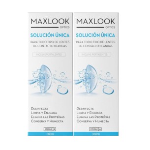 Maxlook Solución Única para Lentes de Contacto Duplo 2 envases de 360 ml