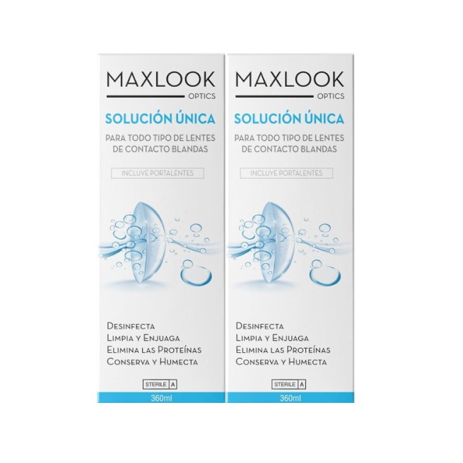 Maxlook Solución Única para Lentes de Contacto Duplo 2 envases de 360 ml