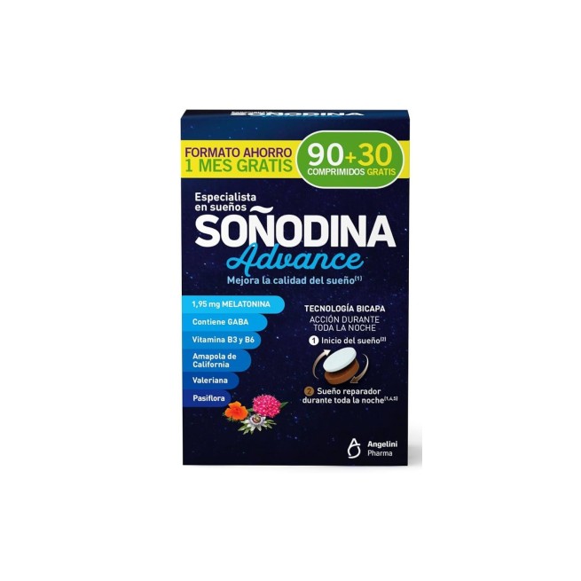 Soñodina Advance Bicapa 120 comprimidos Melatonina con Extractos Vegetales