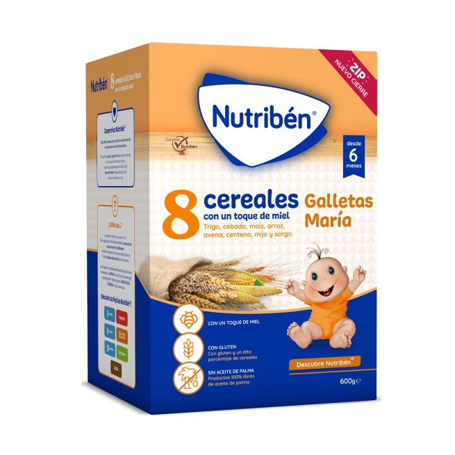 Nutriben 8 Cereales con Galletas María  y Toque de Miel Papilla 1 Kg
