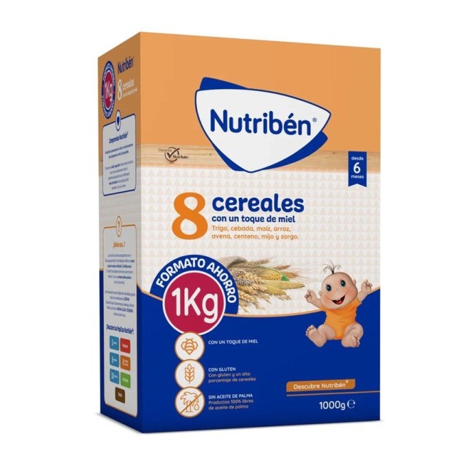 Nutriben 8 Cereales con un toque de Miel Papilla 1 Kg Formato Ahorro