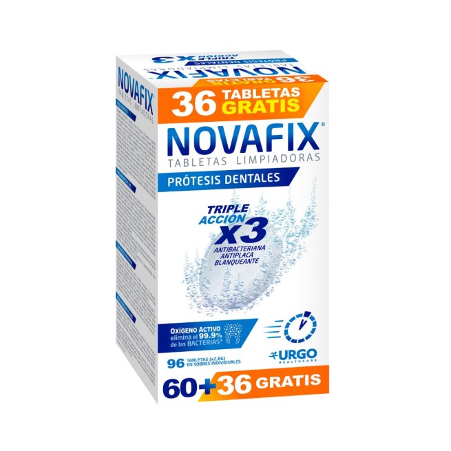 Novafix Tabletas Limpiadoras Triple Acción 60 + 36 unidades