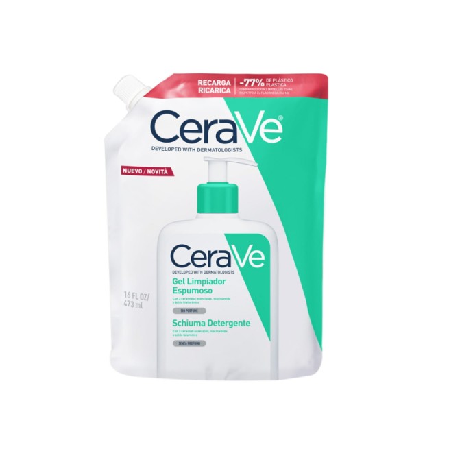CeraVe Gel Limpiador Espumoso Rostro y Cuerpo 473 ml Recarga