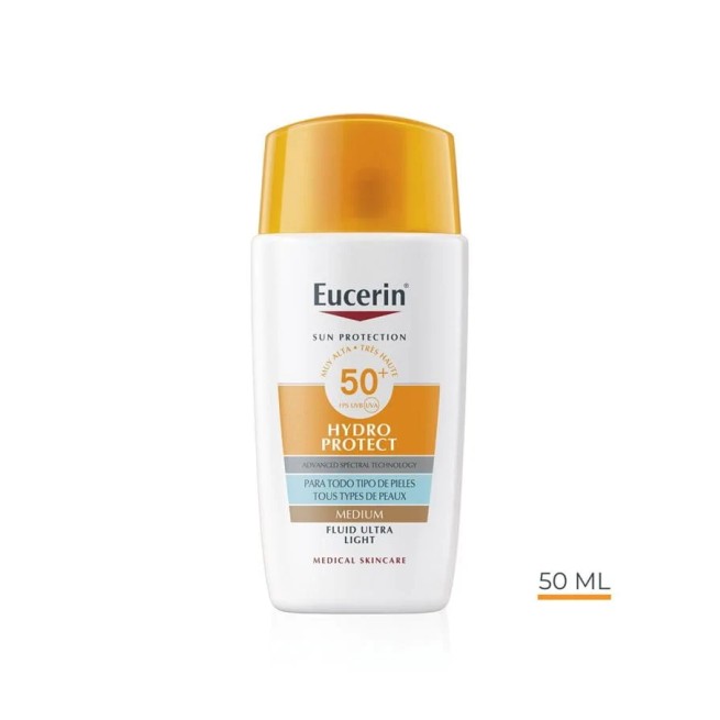 Eucerin Sun Hydro Protect SPF50+ Fluido Solar Ultraligero Color Medio 50 ml