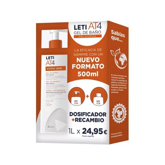 Leti AT4 Pack Gel de Baño 500 ml + Recarga 500 ml
