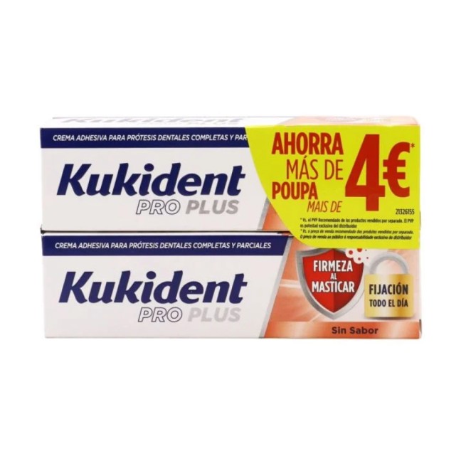 Kukident Pro Plus Duplo 2 x 40 g Sin Sabor
