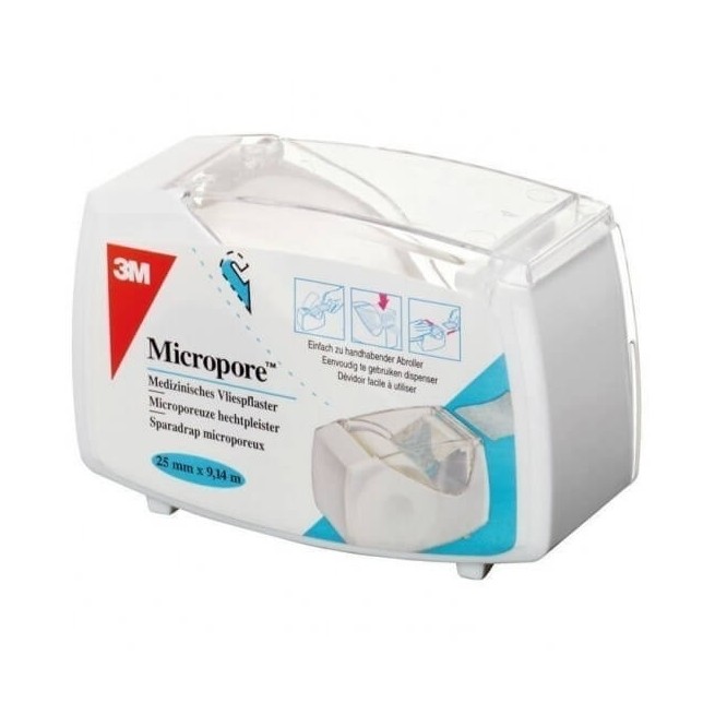 Micropore Portarollo Esparadrapo Papel Blanco 7,5M X 2,5Cm
