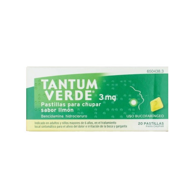 Tantum Verde 3 Mg 20 Pastillas Para Chupar Limon