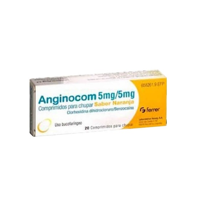 ANGINOCOM 5MG/ 5MG, 20 COMPRIMIDOS PARA CHUPAR SABOR NARANJA