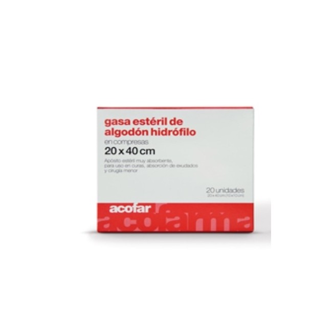 Acofar Gasa Esteril Algodon Hidrofilo Compresas 20 X 40 20 U