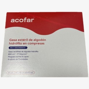 Acofar Gasa Esteril Algodon Hidrofilo Compresas 20 X 40 20 U