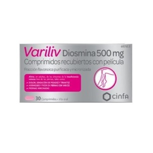 VARILIV DIOSMINA 500 MG COMPRIMIDOS RECUBIERTOS CON PELÍCULA, 30 COMPRIMIDOS