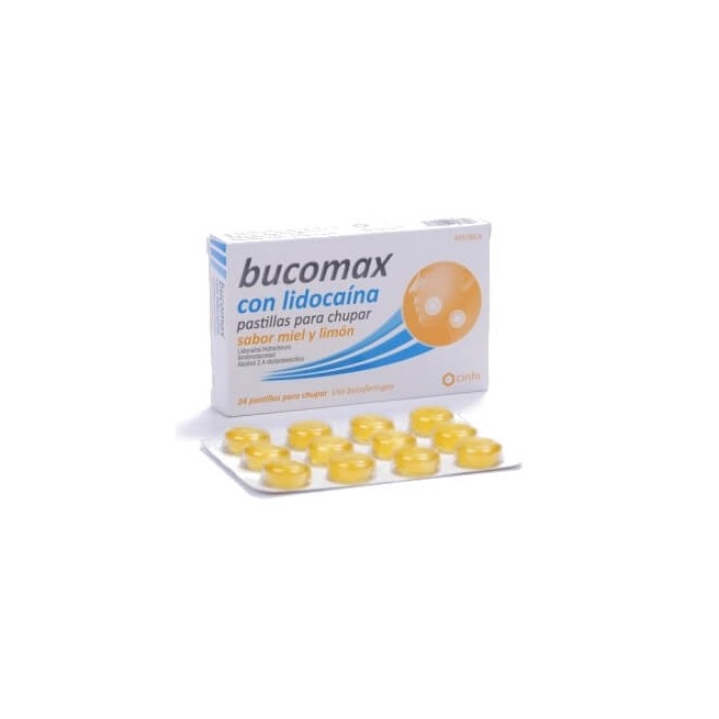 Bucomax con Lidocaina, 24 Pastillas Para Chupar Sabor Miel y Limón