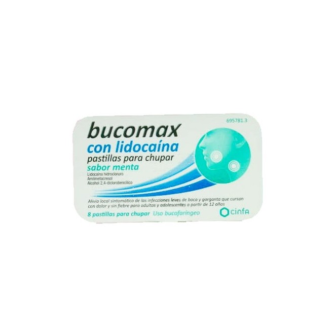 BUCOMAX LIDOCAINA 8 PASTILLAS PARA CHUPAR MENTA