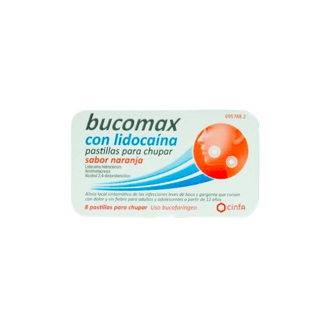 BUCOMAX LIDOCAINA 8 PASTILLAS PARA CHUPAR NARANJ