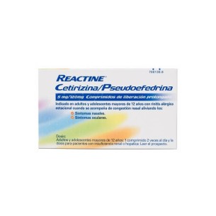 REACTINE CETIRIZINA/PSEUDOEFEDRINA 5MG/120MG, 14 COMPRIMIDOS DE LIBERACIÓN PROLONGADA
