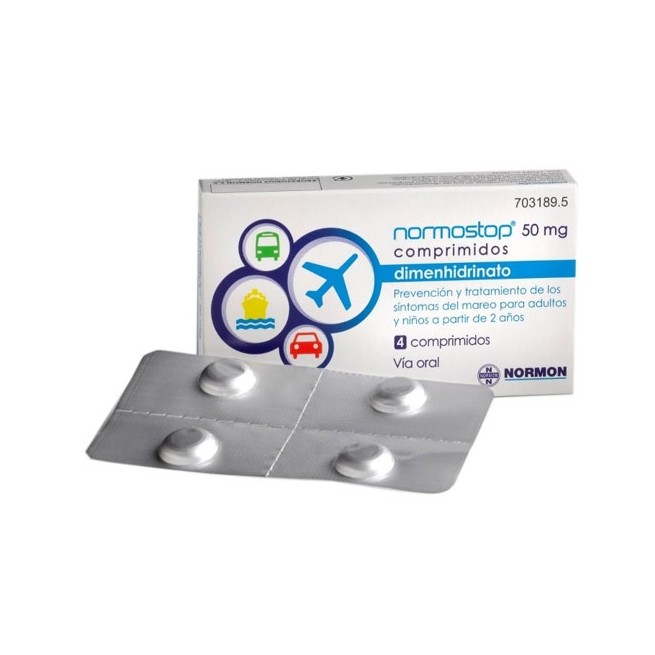 NORMOSTOP 50 MG 4 COMPRIMIDOS RECUBIERTOS (AL/AL)