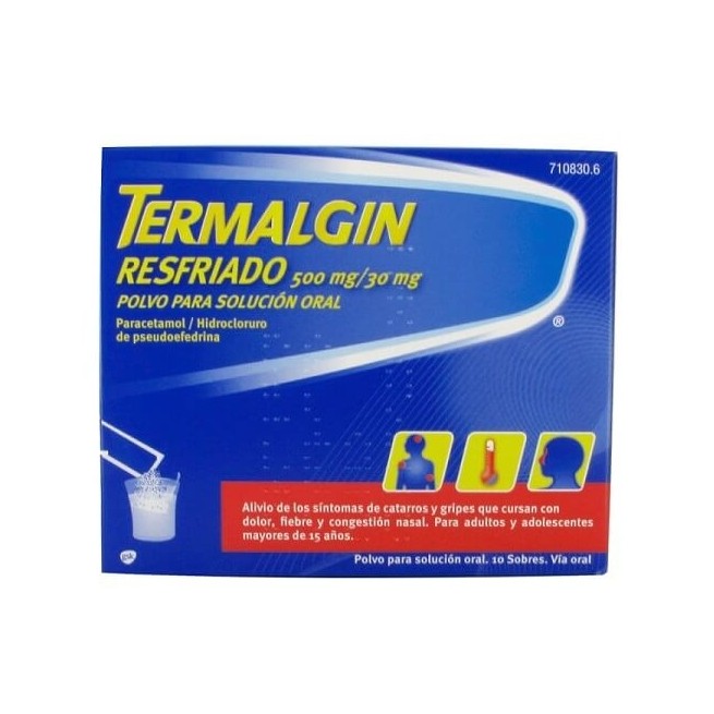 Termalgin Resfriado 500 Mg/30 Mg Polvo Para Solucion Oral, 10 Sobres