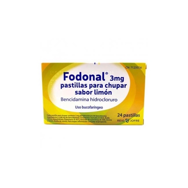 Fodonal 3Mg, 24 Pastillas Para Chupar Sabor Limón