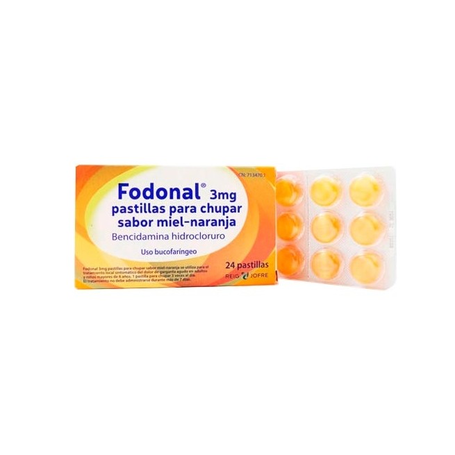 Fodonal 3Mg, 24 Pastillas Para Chupar Sabor Miel-Naranja