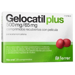 Gelocatil Plus 500Mg/65Mg, 20 Comprimidos Recubiertos con Película