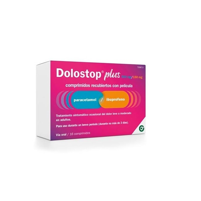 Dolostop Plus 500Mg/150Mg,  16 Comprimidos Recubiertos con Película