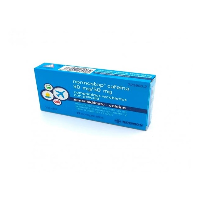 NORMOSTOP CAFEINA 50MG/50MG, 12 COMPRIMIDOS RECUBIERTOS CON PELÍCULA (BLISTER AL/PA-AL-PVC)