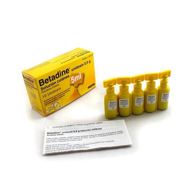 Betadine Unidosis 0,5G Solución Cutánea, 10 Envases Unidosis de 5Ml