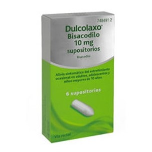 Dulcolaxo Bisacodilo 10 Mg 6 Supositorios
