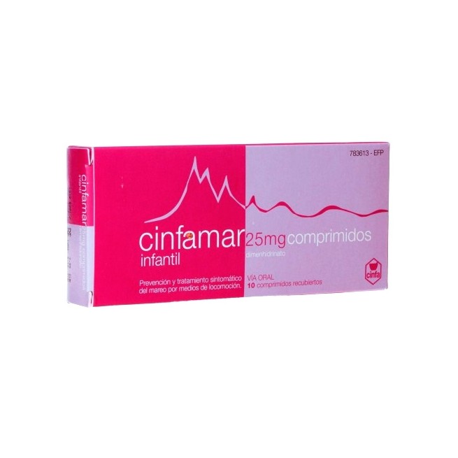 CINFAMAR INFANTIL 25MG, 10 COMPRIMIDOS RECUBIERTOS