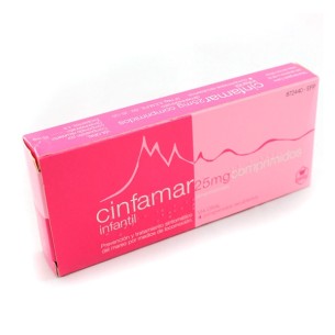 Cinfamar Infantil 25Mg, 4 Comprimidos Recubiertos