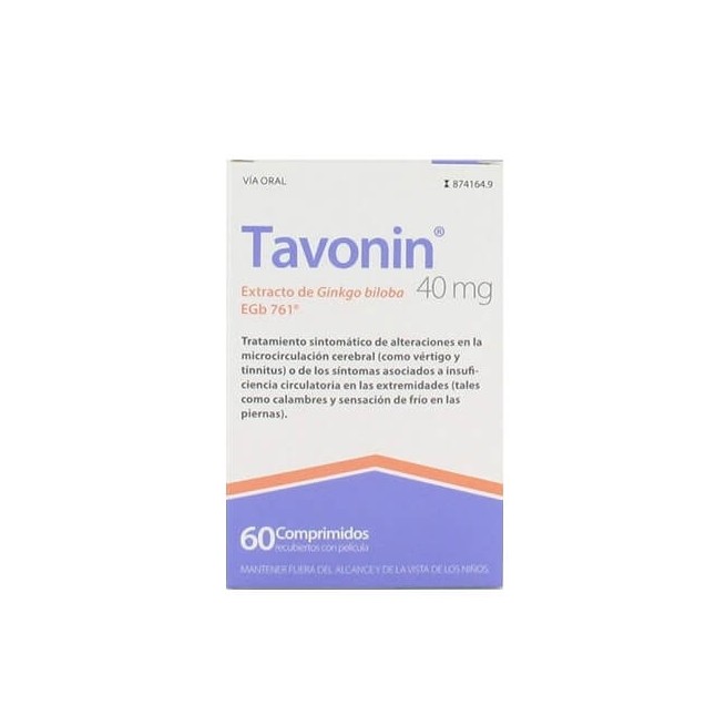 Tavonin 40Mg, 60 Comprimidos Recubiertos con Película