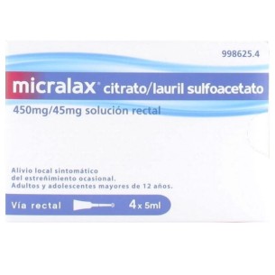 Micralax Citrato/Lauril Sulfoacetato 450Mg/45Mg Solución Rectal, 4 Enemas