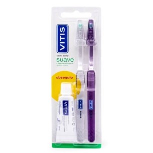 COMPRAR VITIS DUPLO CEPILLO DENTAL SUAVE + PASTA BLANQUEADORA 15 ML