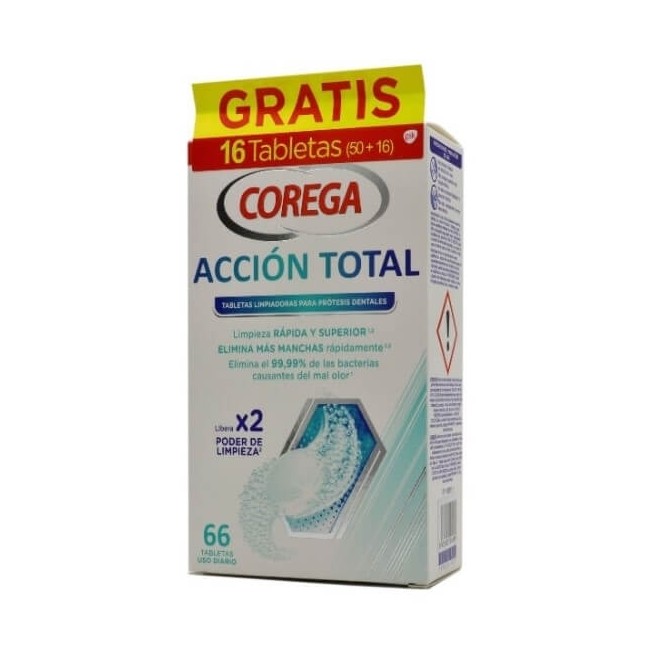 COMPRAR COREGA ACCION TOTAL PROTESIS DENTALES 66 TABLETAS LIMPIADORAS