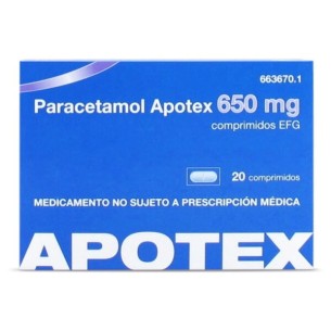PARACETAMOL APOTEX 650MG, 20 COMPRIMIDOS EFG