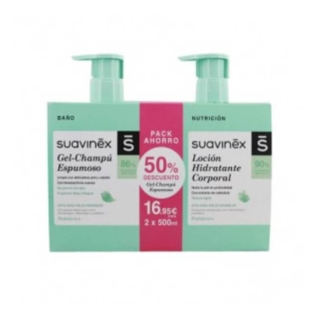 COMPRAR SUAVINEX PACK GEL CHAMPU ESPUMOSO 500 ML + LOCION HIDRATANTE CORPORAL 500 ML