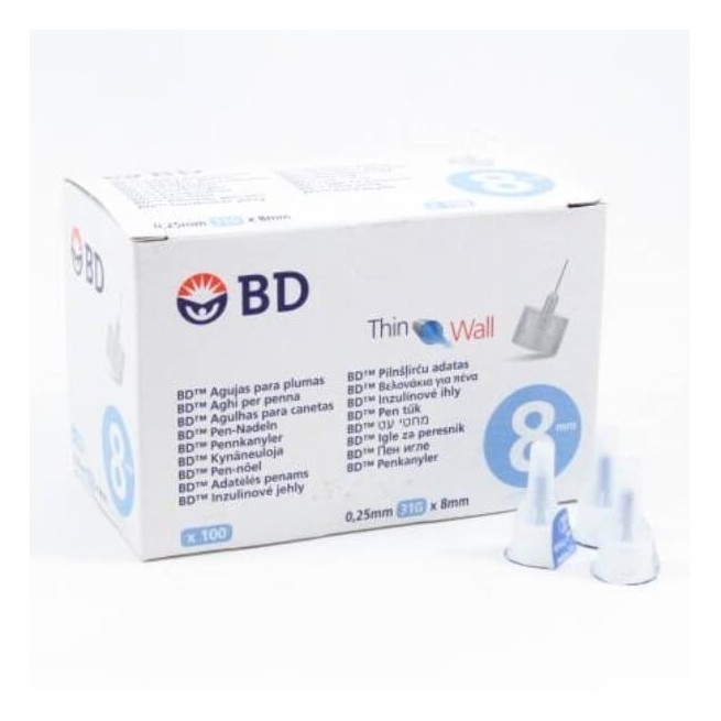COMPRAR BD AGUJAS ESTERILES PARA PLUMAS 0.25 MM X 8 MM 100 UDS