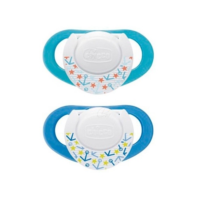Chupete Chicco Azul Tetina Latex Physio +4 Meses Pack 2