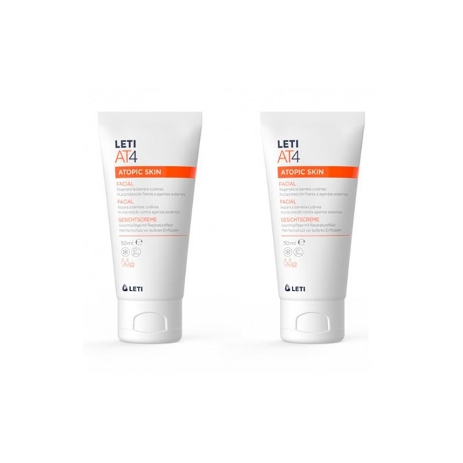 Leti At-4 Facial Pack 2 X 50 ml Crema Protectora Especial Para Pieles Atópicas.