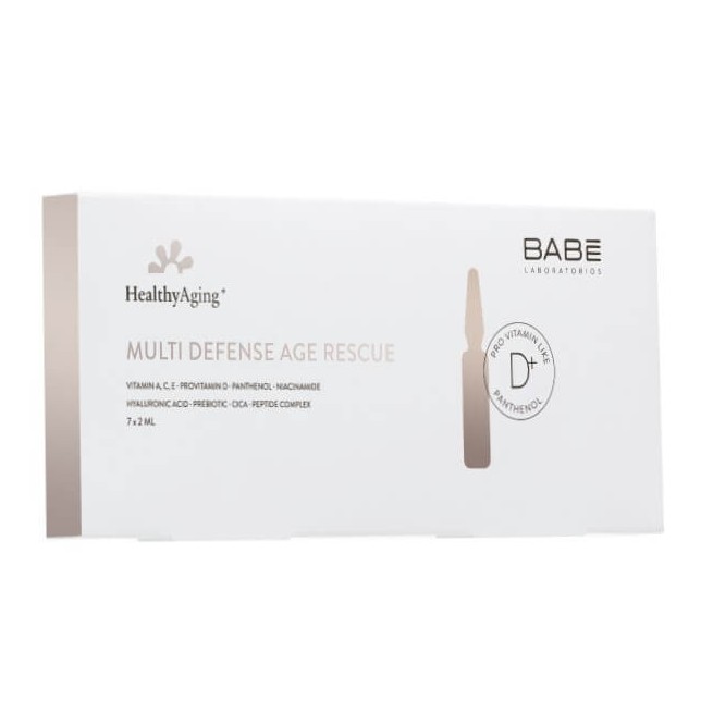 Babe Healthy Aging+ Multi Defense Age Rescue 7 Amp X 2 ml Ampollas Antiedad, Rejeneradoras, Revitalizantes y Rejuvenecedoras.